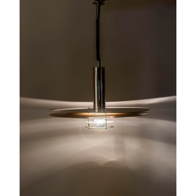 Scandinavian Space Age Hanging Lamp in Lacquered and Chromed Metal, 1970s For Sale - Image 4 of 6