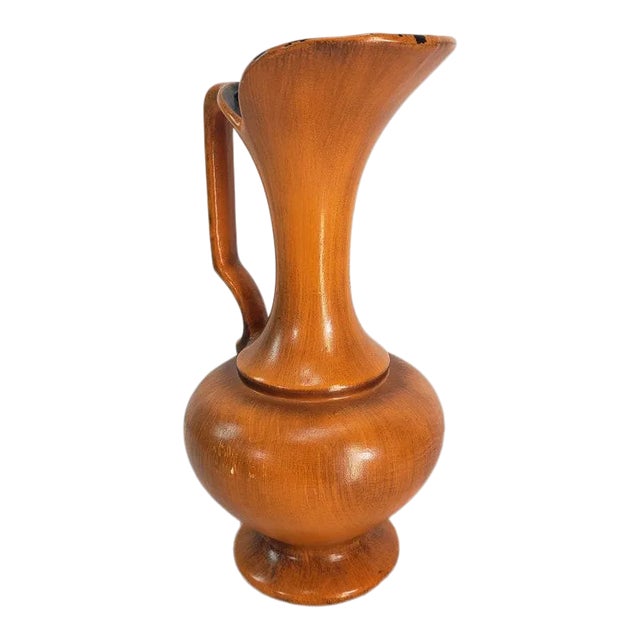 Vintage Mid-Century Modern Haeger Gold & Black Ceramic Pitcher For Sale