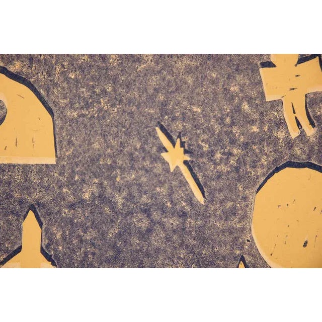 2000s Contemporary Abstract Surrealist Space Themed Landscape Block Print by Josefa Vaughan For Sale - Image 9 of 12