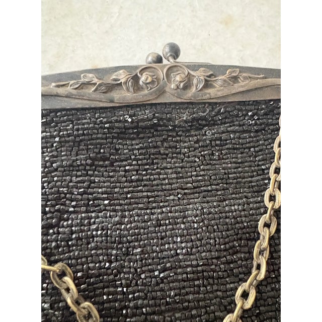 Art Deco Vintage Art Deco Beaded and Silver Plated Purse For Sale - Image 3 of 6