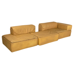 Italian Modern Brown Leather Modular Sofa Paione attributed to Salocchi for Luigi Sormani, 1970s, Set of 3