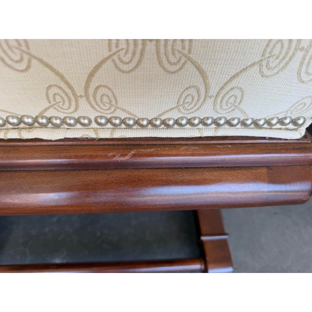 Vintage X-Form Upholstered Ottomans With Nailhead Trim, Pair For Sale - Image 12 of 14