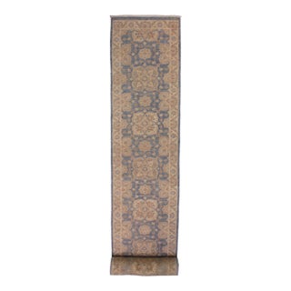 Ziegler Blue/Ivory Wool Runner Rug- 2'8'' X 12'6'' For Sale