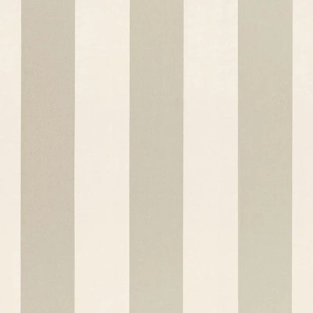 Sample - Schumacher Beaufort Awning Stripe Fabric in Platinum For Sale