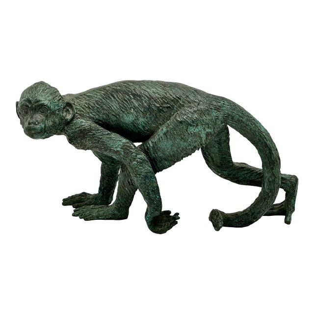 Great Looking & Decorative Vintage Mid Century Posing Monkey Figure - Heavy Solid Cast Bronze For Sale