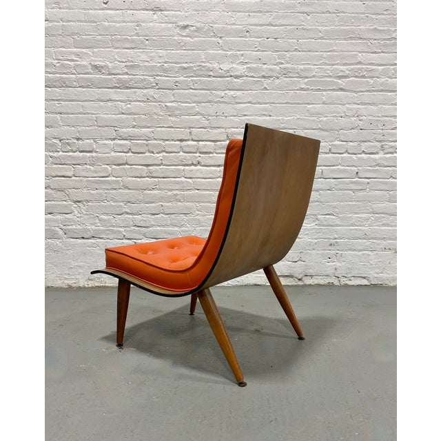 Mid Century Modern Scoop Lounge Chair by Carter Brothers | Orange Tufted Chair, C. 1950's For Sale - Image 9 of 13
