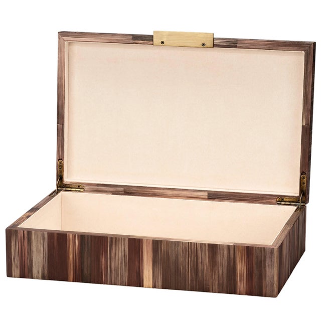 Jamie Young Palm Marquetry Box in Brown For Sale In Los Angeles - Image 6 of 7
