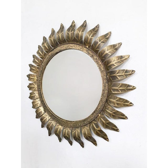Mid-Century French Gold Leaf Gilded Sunburst Mirror, 1960s For Sale - Image 4 of 5