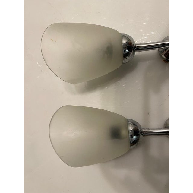 Glass Chrome Satinated Glass Sconces, 1970s, Set of 2 For Sale - Image 7 of 10