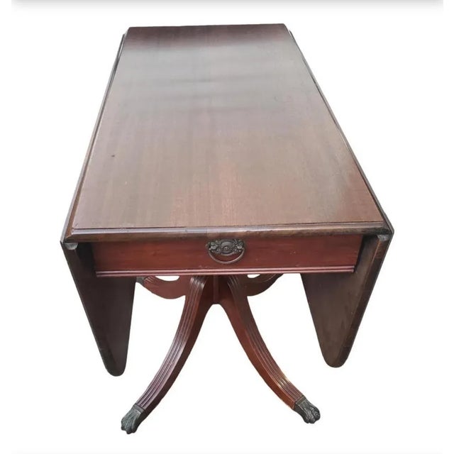 Brandt Furniture Sheraton Style Dropleaf Pedestal Small Dining Table, C. 1940s For Sale - Image 9 of 11