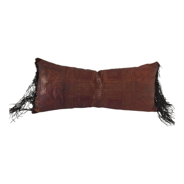 African Tuareg Leather Pillow With Fringes Chairish