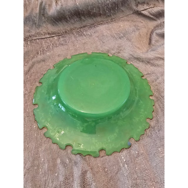 A museum quality art glass moser bohemian glass jade color opaline plate. Having exquisite 24k gold and enamel raised...