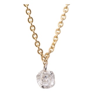 18k Gold 0.46carat Old Mine Cut Pierced Diamond Necklace For Sale