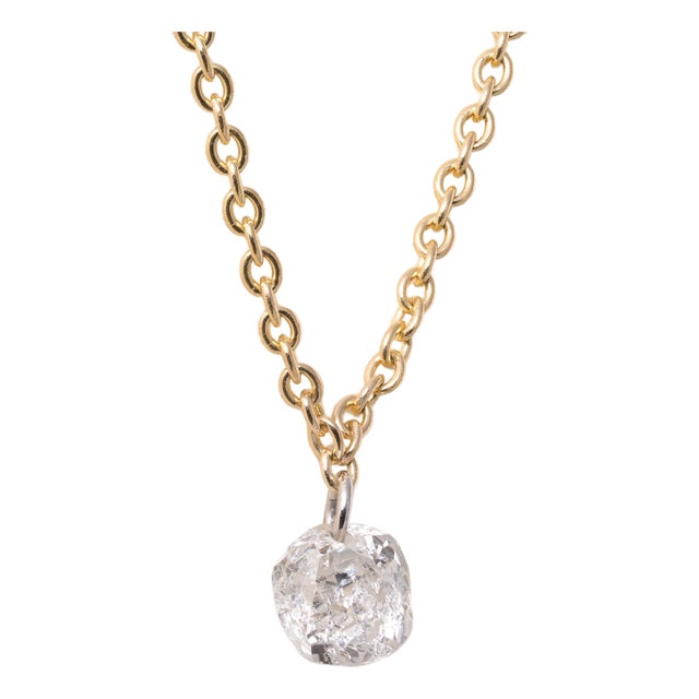 18k Gold 0.46carat Old Mine Cut Pierced Diamond Necklace For Sale