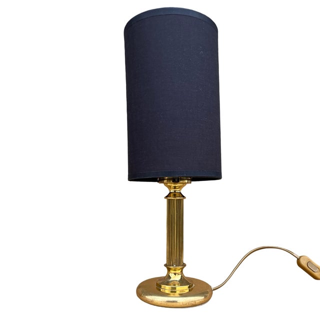 Brass Night Lamp, Table Lamp With Lampshade, Germany, 1970s. For Sale - Image 4 of 12