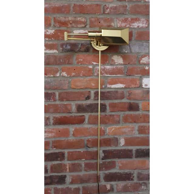 1970s Vintage Polished Brass Swing Arm Wall Lamp With Swiveling Shade by Chapman For Sale - Image 5 of 18