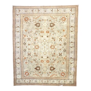 Antique Persian Tabriz Wool 10x13 Tan & Rust Handmade Area Rug #1142903 For Sale