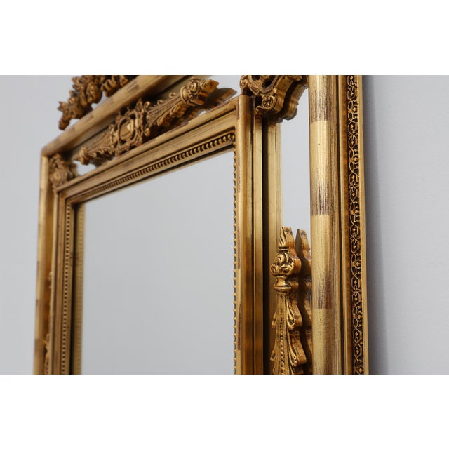 Glass Louis XVI Style Gilt Mirror with Laurel Wreath Crest, Belgium, 1950s For Sale - Image 7 of 12