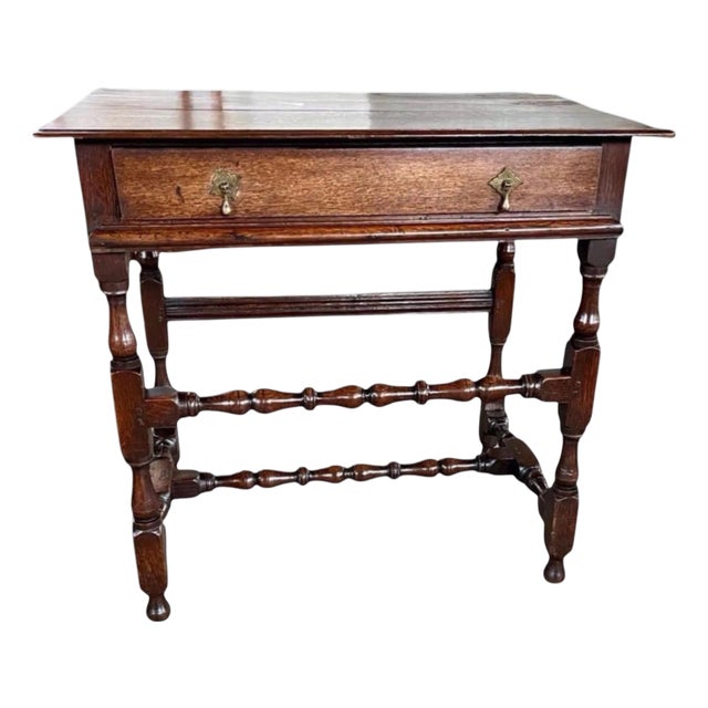 Early 18th Century Jacobean Side Table, Hand-Carved Oak, England For Sale