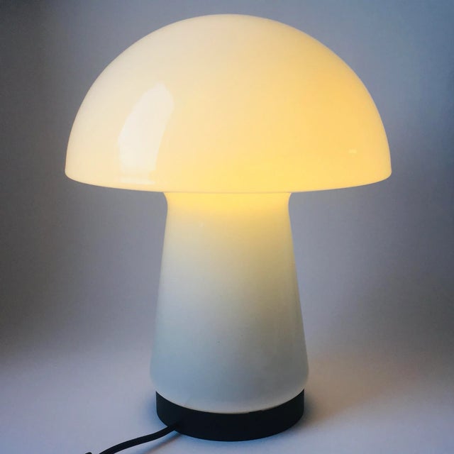 Wonderful and rare large “Mushroom” table lamp produced by German premium light producer Limburg Glashütte in the 1970s....