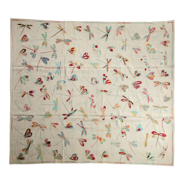 New Pakistani Mixed Weave Pictorial Kilim Design Rug - 8'2" X 9'3" For Sale