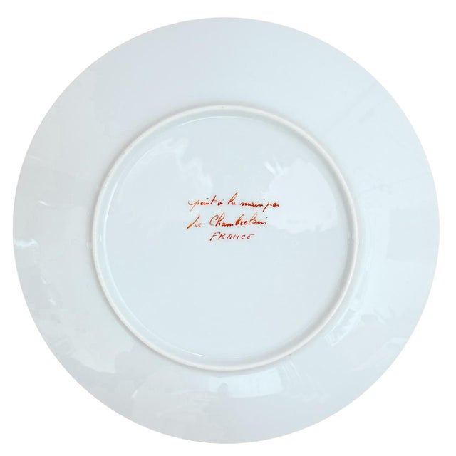 Vintage Hand-Painted French Fruit/Vegetable Plates by Atelier of Le Chambrelain Paris - Set of 4 For Sale In San Diego - Image 6 of 6