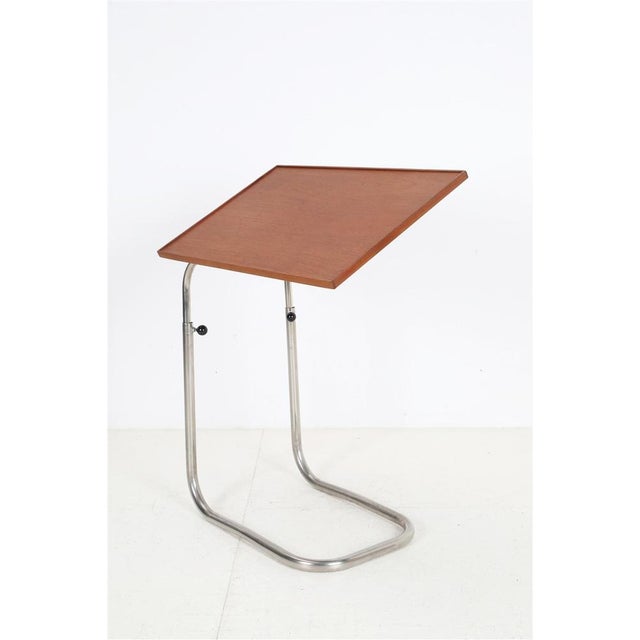 Mid-Century Danish Adjustable Teak and Tube Steel Side Table, 1960s For Sale - Image 4 of 14