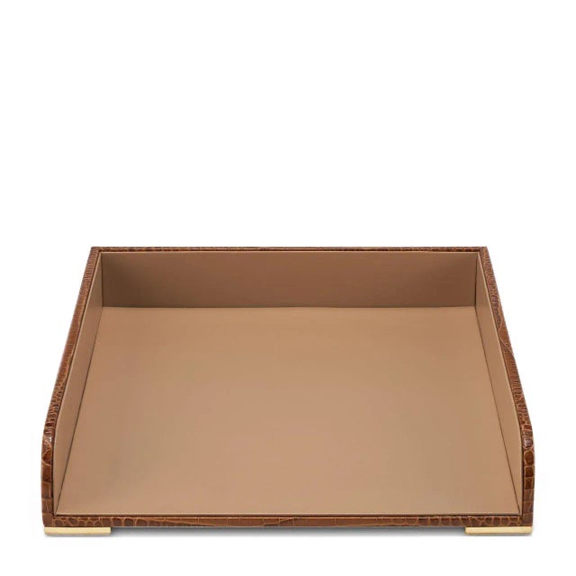A perfect way to store paper or paperwork on your desk, this beautiful tray in croc embossed Italian leather enhanced with...