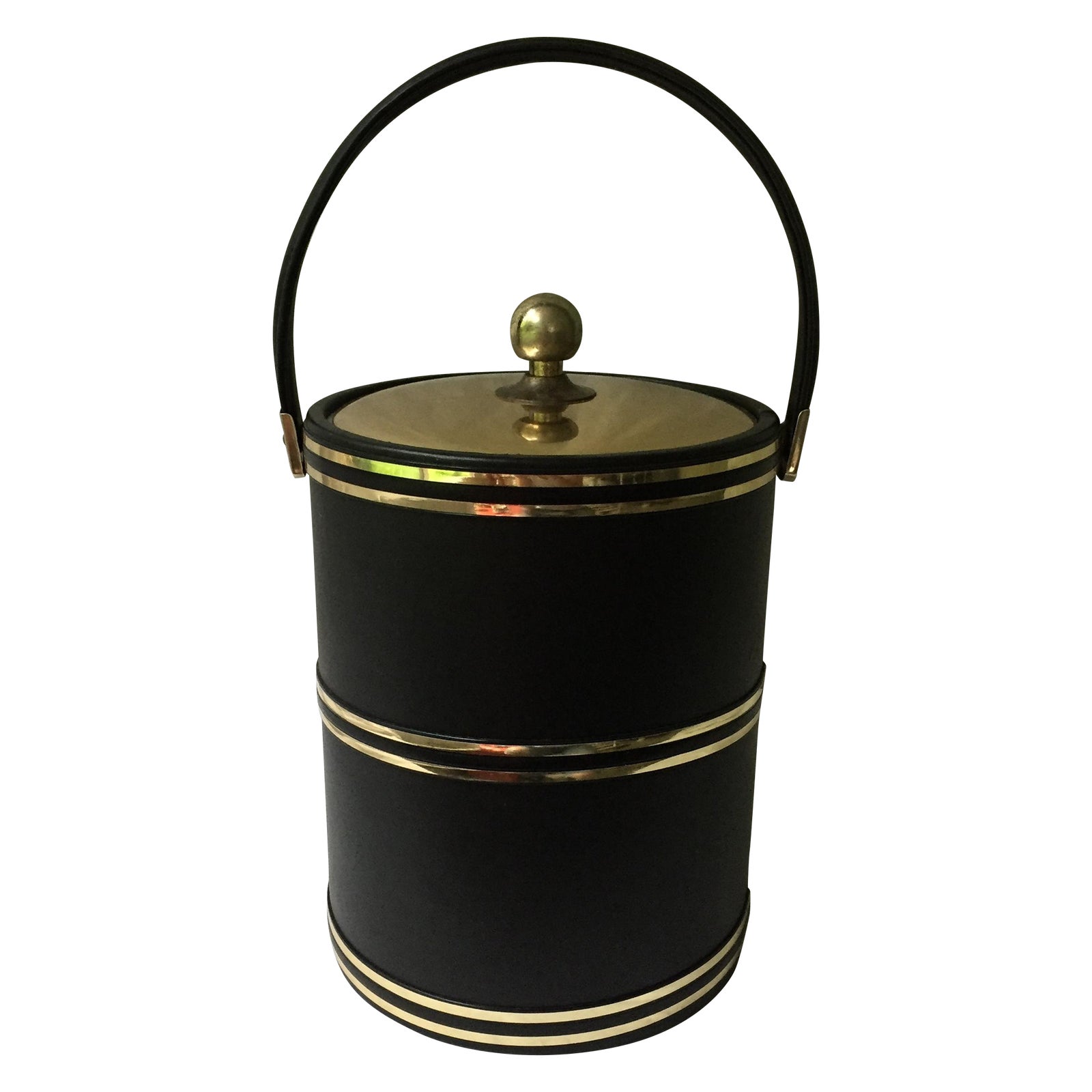 Faux Leather & Gold Ice Bucket Chairish