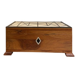 Vintage Indian Bone and Ebony Inlaid Work Box For Sale