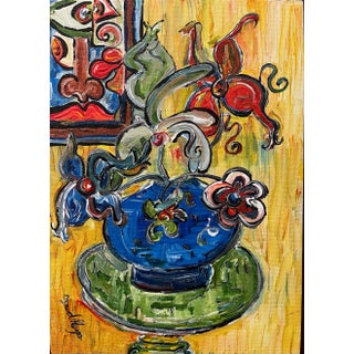 "Chinese Blue Vase" Contemporary Still Life Painting by David Harper For Sale