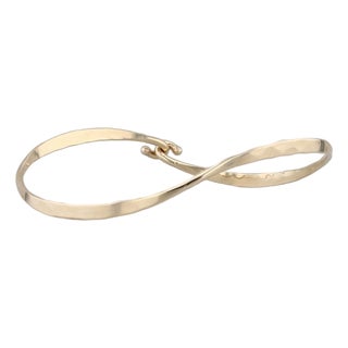 Contoured Bangle Bracelet 14k Yellow Gold 6.5" Hook Clasp For Sale
