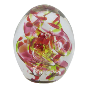 Hg Studio Art Glass Murano Style Red & Yellow Multi-Layered Paperweight Egg