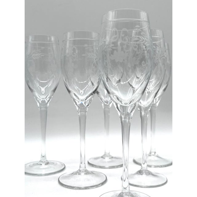 Antique 19th Century Lead Crystal Hand-Cut Sherry Goblets, England, Set of 6 For Sale - Image 12 of 16
