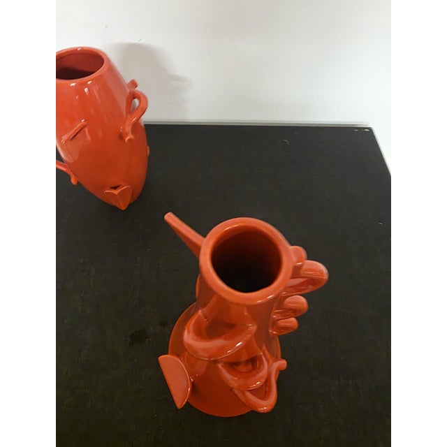 Orange Dealbata Vases by Alessandro Mendini for Zanotta, 1980s, Set of 2 For Sale - Image 8 of 10