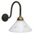Mid-Century Modern Cast Iron Wall Sconce with White Marble Effect Glass Shade For Sale - Image 3 of 8