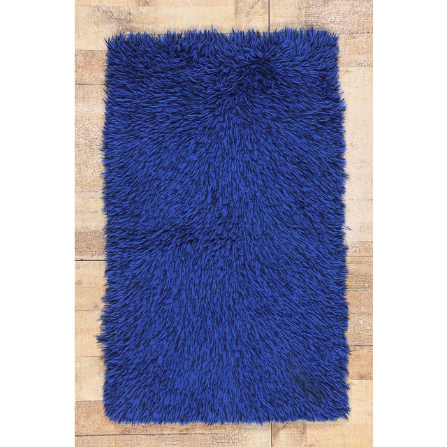 Vintage Blue Swedish Rya Rug, 02'02 X 03'09 For Sale - Image 10 of 10