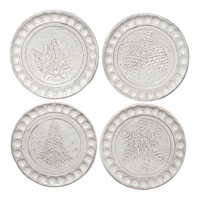 Christmas Tree Canape Plates, Assorted Set of 4 For Sale