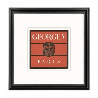 Vintage Hotel George v Paris Hotel Framed Luggage Label For Sale