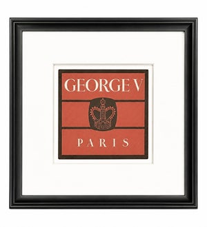 Vintage Hotel George v Paris Hotel Framed Luggage Label