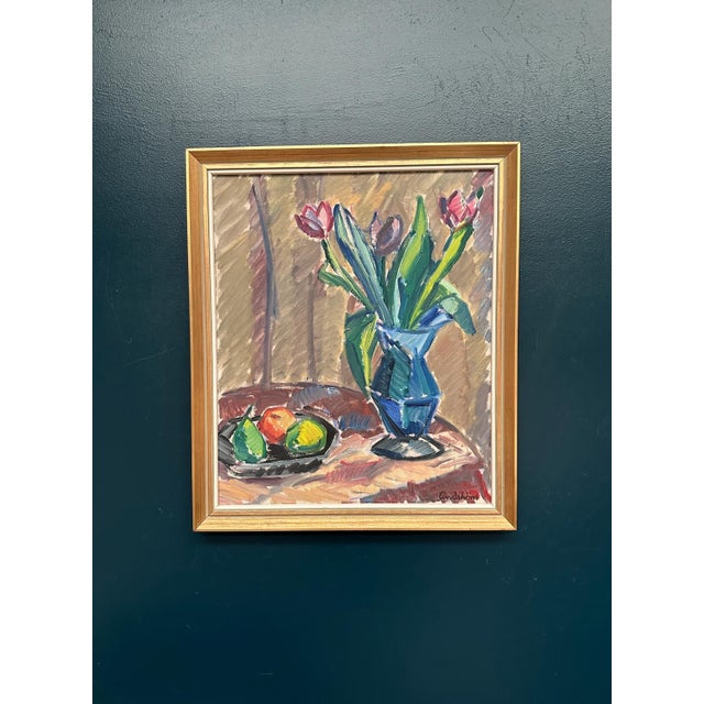 Knut Lindström, Tulips, 1966, Oil on Canvas, Framed For Sale - Image 13 of 13