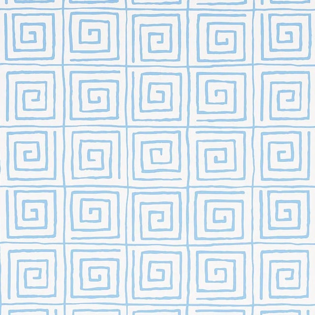 Schumacher X Cristina Buckley Trousdale Wallpaper in Aqua - 9 Yards For Sale