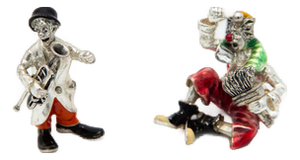 Miniature Silver Clowns, Set of 2
