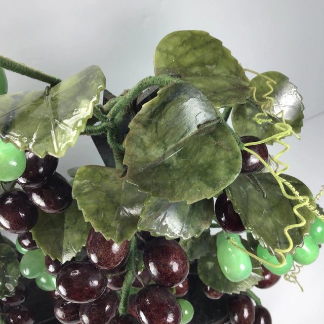 Stunning handmade rare Vintage grape vine bonsai tree. Marble jade stone grapes and leaves. very large heavy piece. Purple...