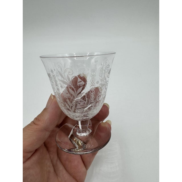 White Wine Glasses with Argentina Pattern from Baccarat, 1940, Set of 5 For Sale - Image 11 of 18