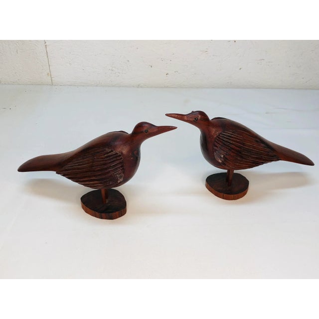 Hand Carved Wooden Bird Figures - a Pair For Sale - Image 11 of 11