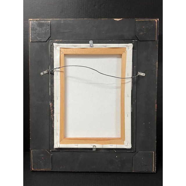 Textile Judaica Oil Painting Portrait of a Rabbi With Gold Gilt Wooden Frame For Sale - Image 7 of 7