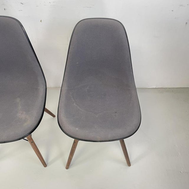 DSW Upholstered Side Chairs with Grey Covers by Charles and Ray Eames for Herman Miller, Set of 4 For Sale - Image 5 of 16