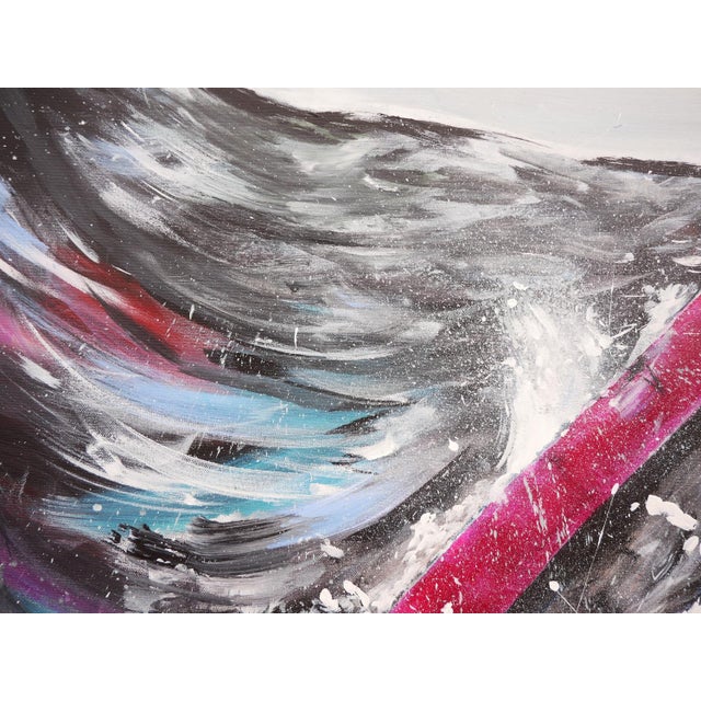 Moisés Villafuerte "Salvame" Blue, Magenta, and Yellow Contemporary Seascape Painting with Texts, 2022 For Sale - Image 10 of 12