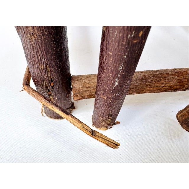 Vintage Rustic Twig Chair With Woven Seat Folk Art Decor For Sale - Image 11 of 11